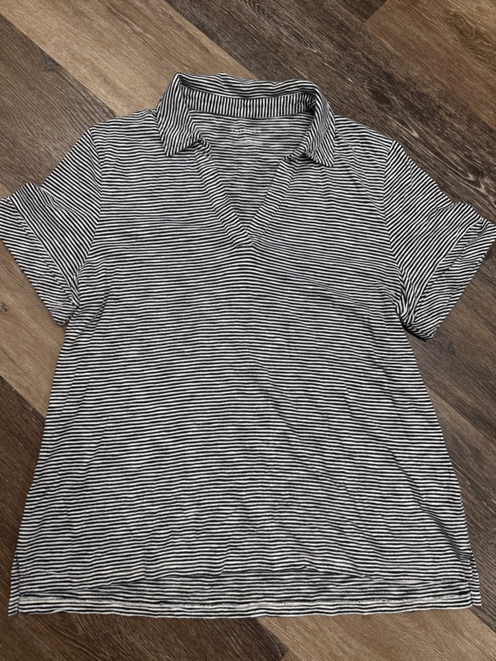 Talbots Navy and White Striped Tee